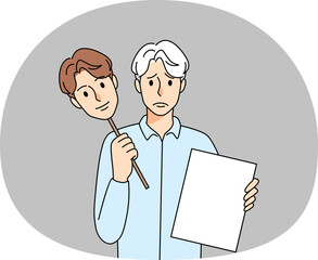 Upset old man struggle with ageism at work