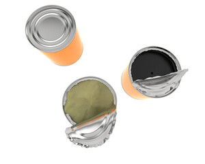 Open cans isolated on transparent background. 3d rendering - illustration
