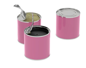 Open cans isolated on transparent background. 3d rendering - illustration
