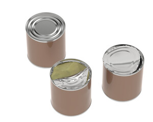 Open cans isolated on transparent background. 3d rendering - illustration