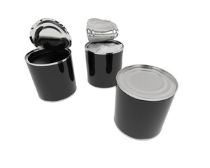 Open cans isolated on transparent background. 3d rendering - illustration