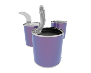 Open cans isolated on transparent background. 3d rendering - illustration