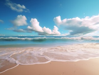 Ocean waves on the beach as a background. Beautiful natural summer vacation holidays background. Aerial top down view of beach and sea with blue water waves ,Generative AI