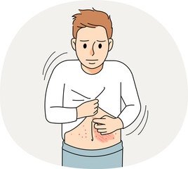 Unhealthy boy child suffer from skin itchiness