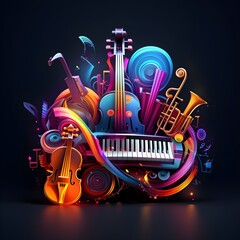 Colorful neon background musical style theme