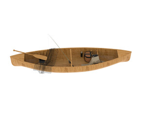 Fishing boat  isolated on transparent background. 3d rendering - illustration