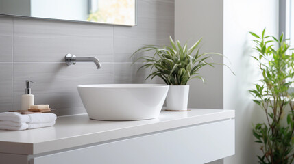 Stylish white sink in modern bathroom interior