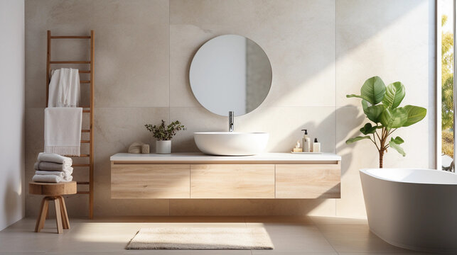 Stylish white sink in modern bathroom interior