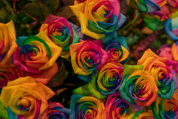 Fototapeta na wymiar Close-up image of beautiful pink multi-colored flower bouquet