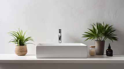 Fototapeta premium Stylish white sink in modern bathroom interior