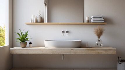 Naklejka na ściany i meble Stylish white sink in modern bathroom interior