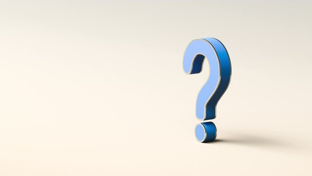 Blue question mark on white background with empty copy space on left side, FAQ Concept. Seamless looping animation