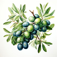 Watercolor olives illustration