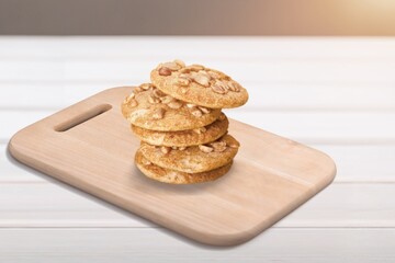 Healthy fresh oatmeal cookies on desk