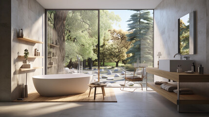 Modern contemporary bathroom 3d rendering image