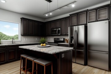 Exquisite Realism A Detailed Photo of a Refrigerator. AI Generated.