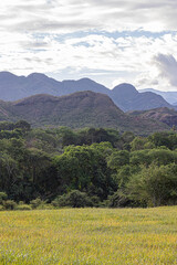 landscape with mountains and blue sky