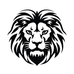 Fototapeta na wymiar Lion head logo graphic design. Animal wild cat face graphic logo sign. Pride, strong, power concept symbol. Black and white colors. Design element. Vector illustration.