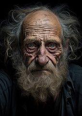Wrinkly Faced Man-Elderly Portrait-Generative AI