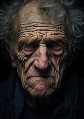 Wrinkly Faced Man-Elderly Portrait-Generative AI