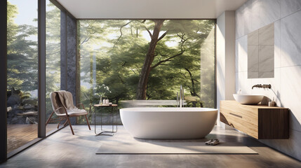Fototapeta premium Modern contemporary bathroom 3d rendering image