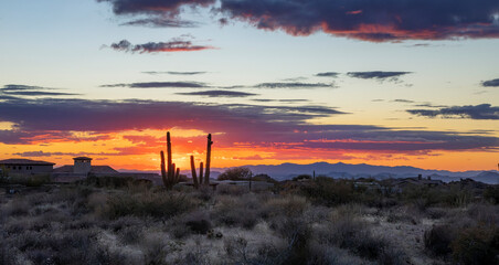 Colorful Desert Sunset Skies In Scottsdale Arizona