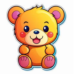 Obraz premium Illustration, AI generation, sticker. happy teddy bear.