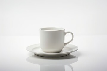 Minimalistic White Cup and Saucer on a Plate