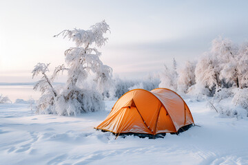 camping in the snow