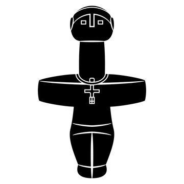 Idol of Pomos. Ancient chalcolithic cruciform figurine from Cyprus. Black and white negative silhouette.