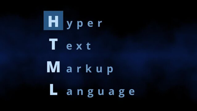 HTML Hypertext Markup Language letters for web design and html code creation for homepages and websites as big letters animation for online business and programming language skills in modern browsers