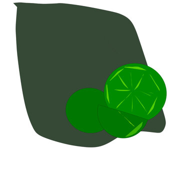 Lime Fruits, Green and White Illustration