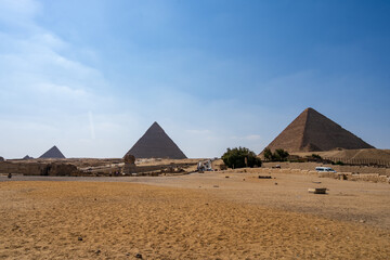 The Giza pyramid complex,  Giza necropolis is home to the Great Pyramid, the Pyramid of Khafre, and...