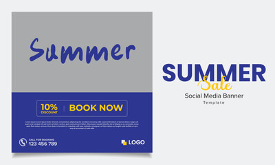 Vector summer sale banner for social media