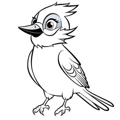 Obraz premium Bird, colouring book for kids, PNG illustration 