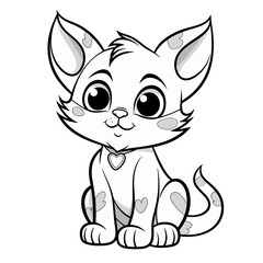 Obraz premium Cat, colouring book for kids, PNG illustration 