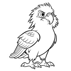 Obraz premium Bird, colouring book for kids, PNG illustration 