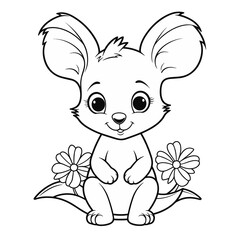 Mouse,  colouring book for kids, PNG illustration	
