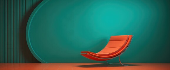 Orange chair with green background
