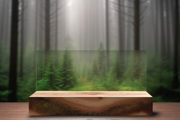 forest diorama in a glass display case