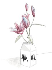 Tiger Lily in Milk Carton Illustration