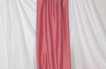 white and red cotton fabric draped, bed linen