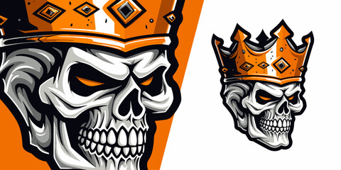 Skull King with Crown: Dynamic Logo Mascot for Competitive Sport and E-Sport Gaming Teams
