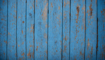 Fototapeta na wymiar Close-up of an old wooden fence boards with peeling paint. Texture pastel gentle blue background. Perfect for a natural or vintage theme. Rustic hardwood planks. Generative AI