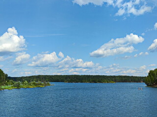 Summer panorama of Lyubertsy quarry on the outskirts of Moscow