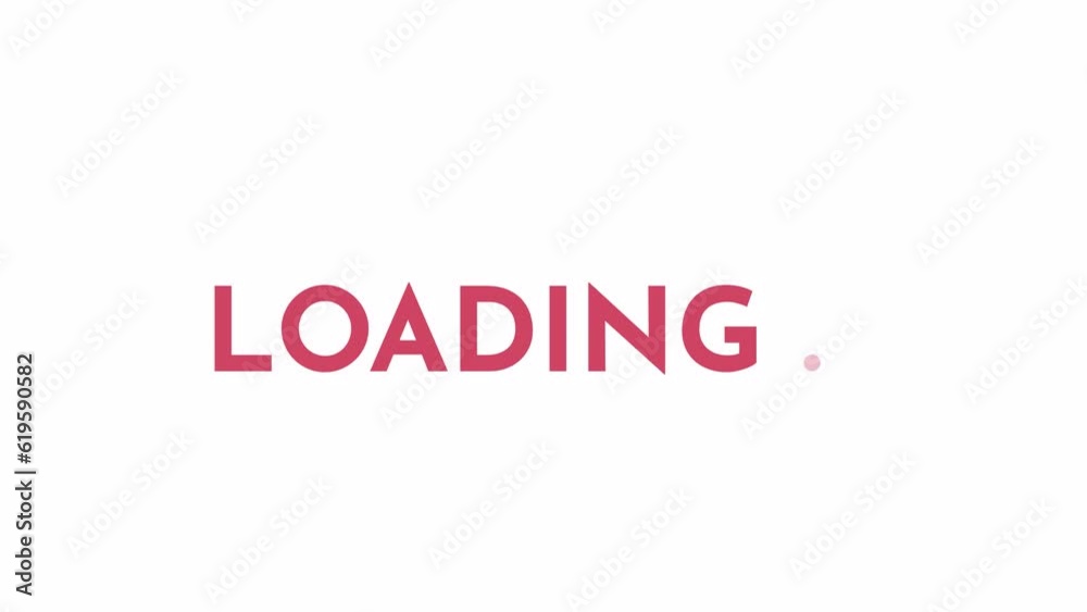 Poster sharp-edged red 2d loading animation. visual message with ellipsis screen animated text indicator 4k