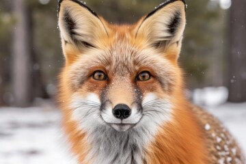 Fototapeta premium fox in the snow, captured up close