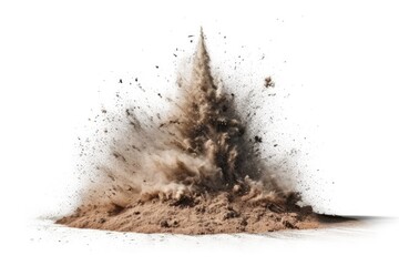 dirt explosion with debris flying in all directions - obrazy, fototapety, plakaty