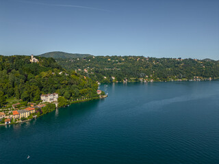 Fototapeta na wymiar Beautiful landscape of Lake Orta from a drone