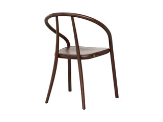 Midcentury steam-bent wooden chair with backrest and armrest. 3d render
